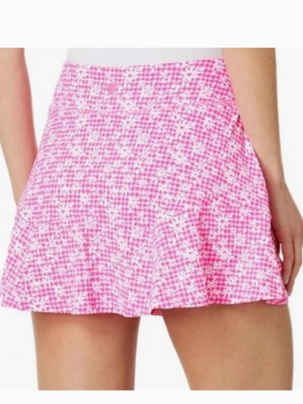 LILLY PULITZER Aura Pink check you out CORRINE skort luxletic UPF 50 Size L. - Picture 2 of 7